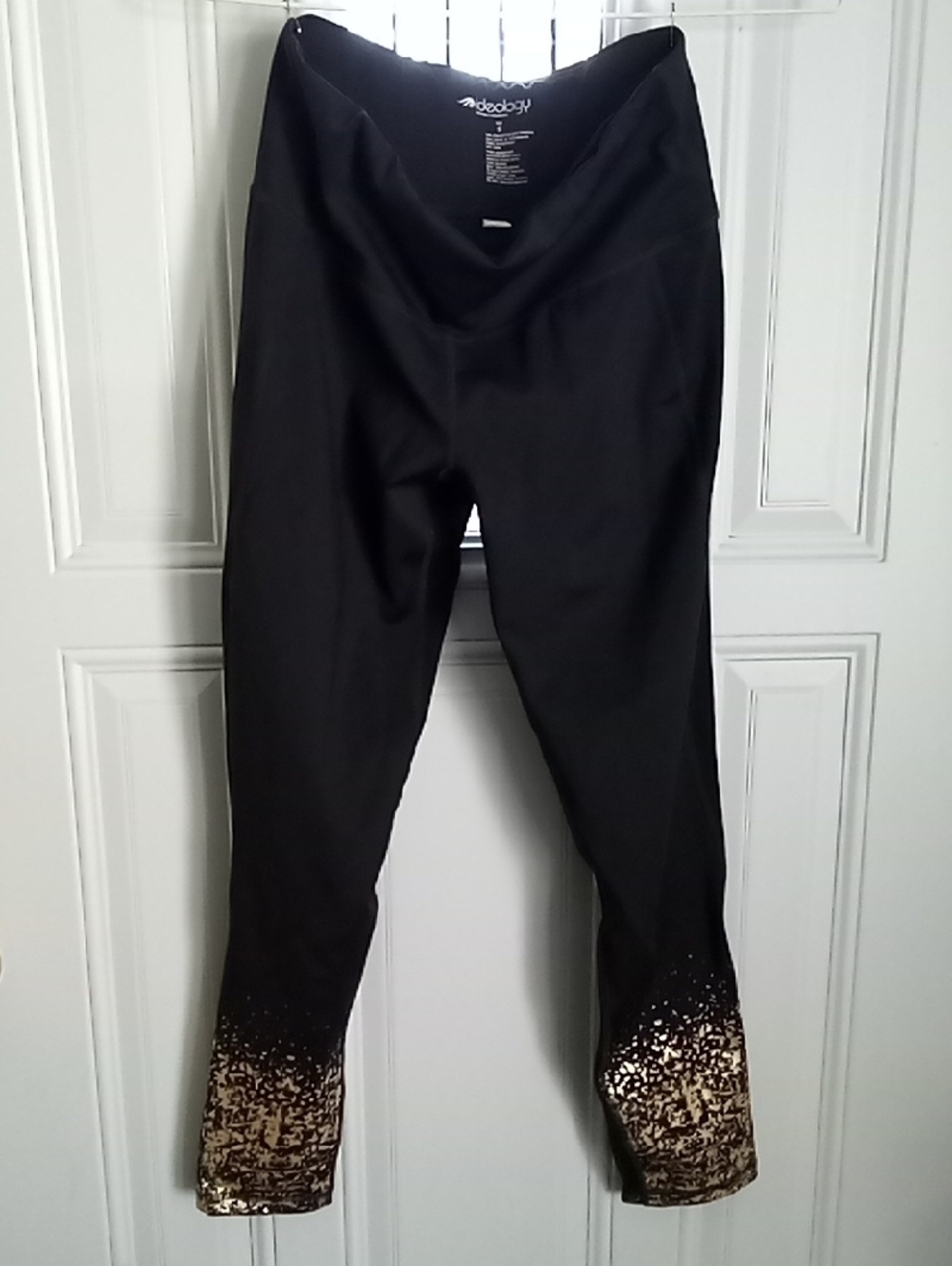 Ideology Black Leggings with Gold Sequin Hem
